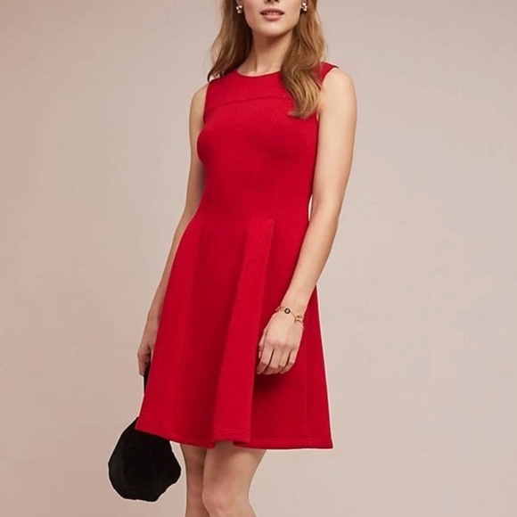 Anthropologie Dresses & Skirts - Anthropologie Maeve Dress Womens M Red Fit & Flare Sleeveless Zip Lined Party